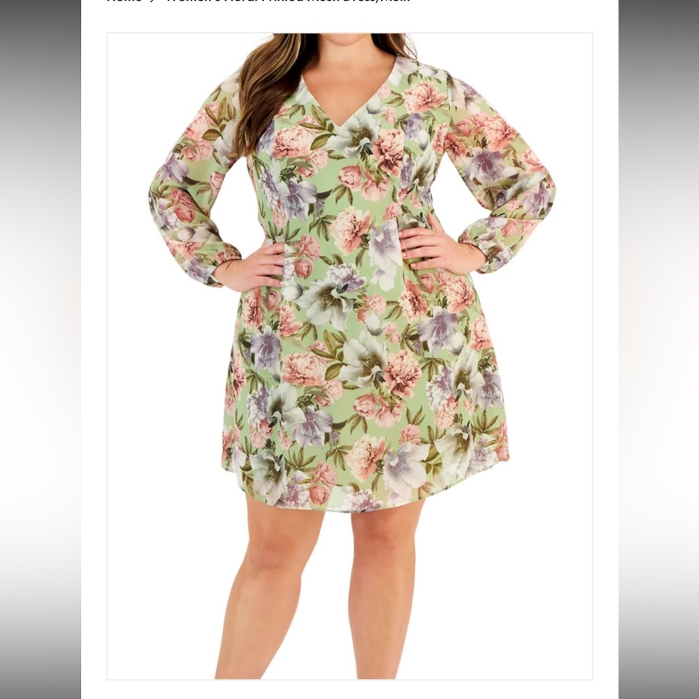 INC International Concepts Floral Dress - Green, Pink, Purple